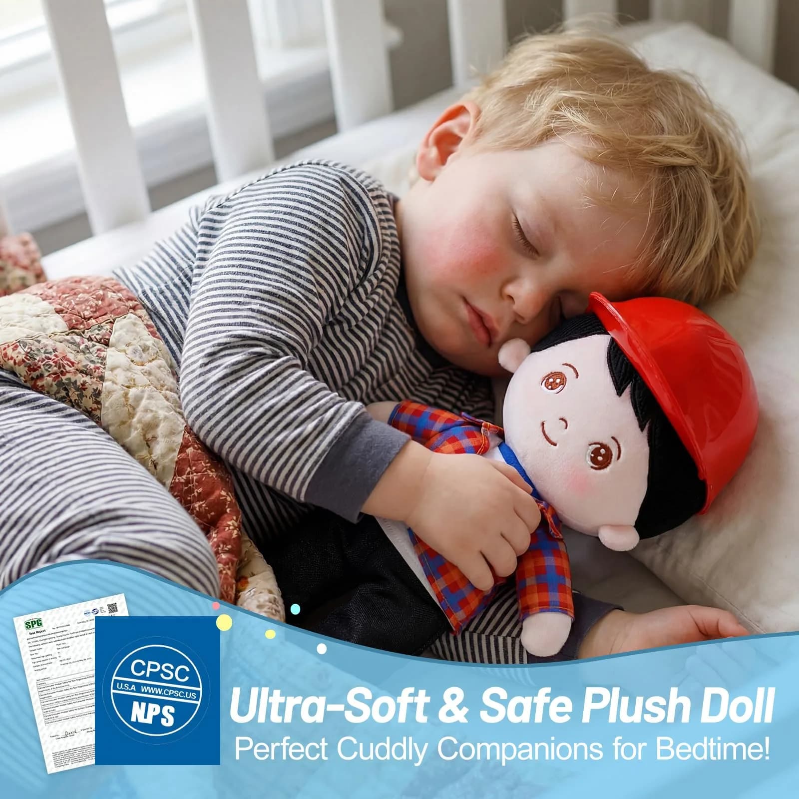 OUOZZZ Soft Baby Doll Toy with Red Hat, 12.6" Plush Figure | Safe & Soft for Toddlers - view 4