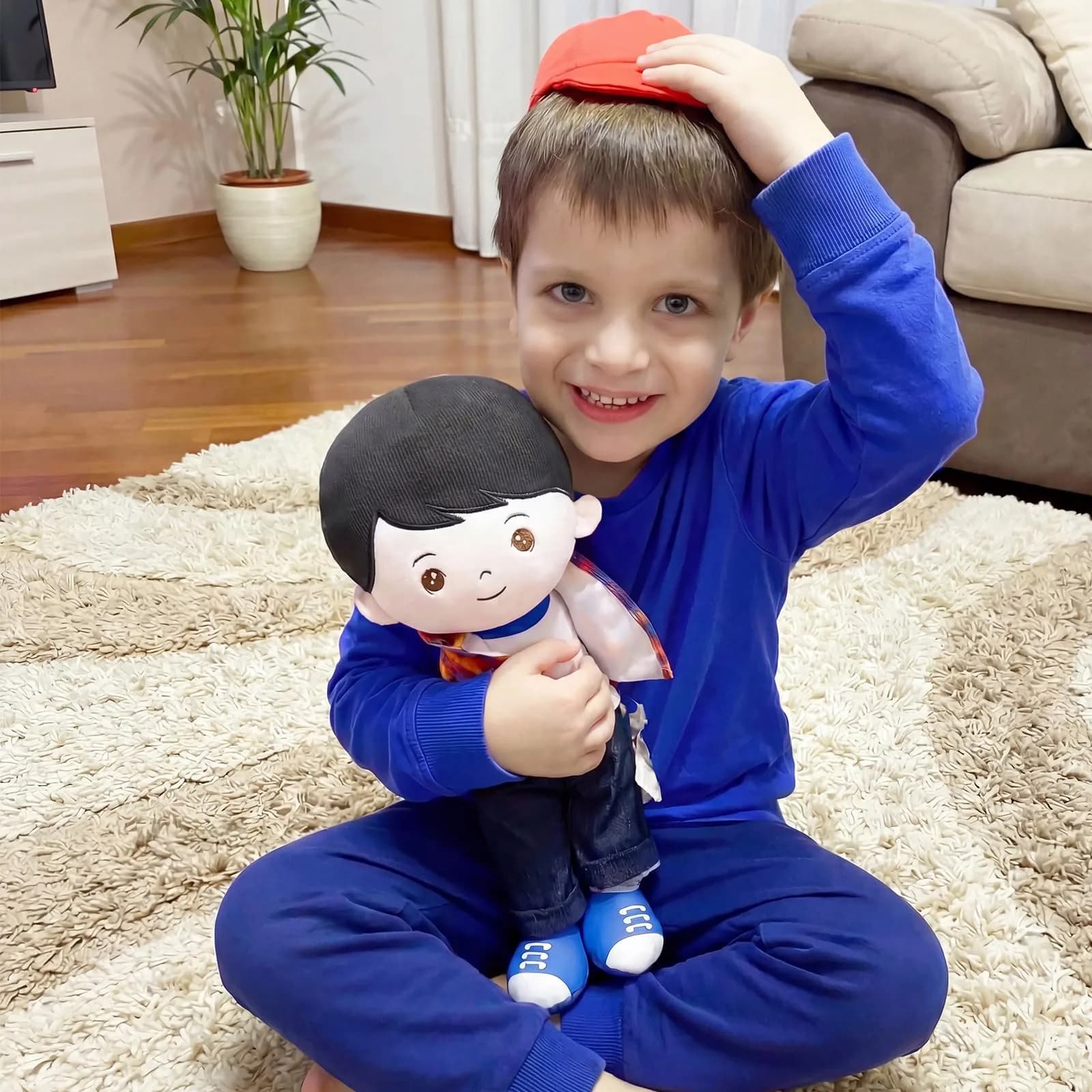OUOZZZ Soft Baby Doll Toy with Red Hat, 12.6" Plush Figure | Safe & Soft for Toddlers - view 7
