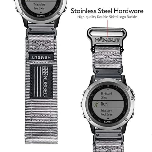 hemsut h Nylon Sports Watch Band 26mm Military Strap | Compatible with Garmin Instinct 3, Fenix 8, 7X, Descent MK1, Foretrex 601/701 thumbnail 5