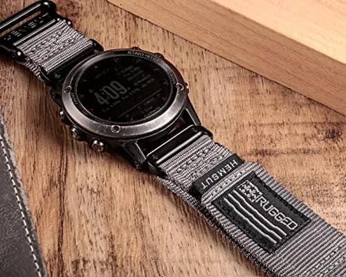 hemsut h Nylon Sports Watch Band 26mm Military Strap | Compatible with Garmin Instinct 3, Fenix 8, 7X, Descent MK1, Foretrex 601/701 thumbnail 3