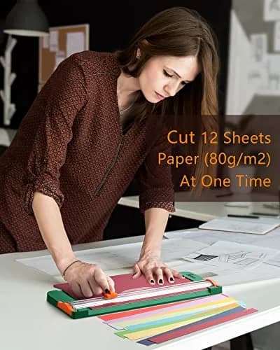 Firbon A4 Paper Cutter 12 Inch Trimmer with Extended Ruler, Green | Cuts 12 Sheets, CM & Inch Scale, Safe Blade thumbnail 5