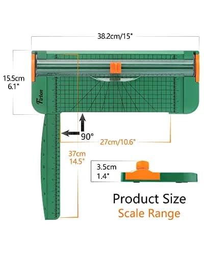 Firbon A4 Paper Cutter 12 Inch Trimmer with Extended Ruler, Green | Cuts 12 Sheets, CM & Inch Scale, Safe Blade thumbnail 2