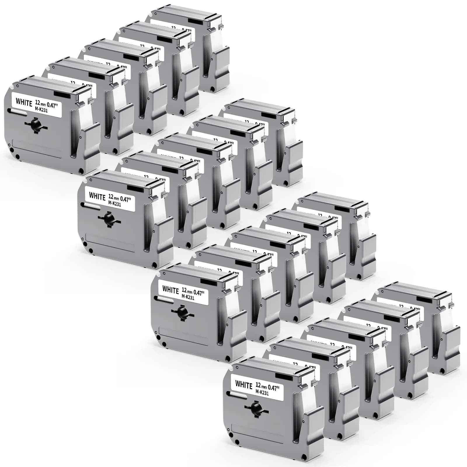 Labelife 20 Pack M-K231 Label Tape 12mm White | Compatible with Brother P Touch M Series - main product image