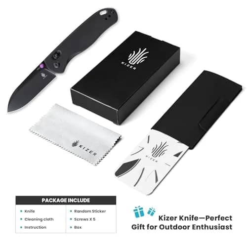 Kizer Drop Bear Folding Knife - Black Aluminum Handle, 154CM Steel Blade | Compact EDC for Outdoor Use thumbnail 7