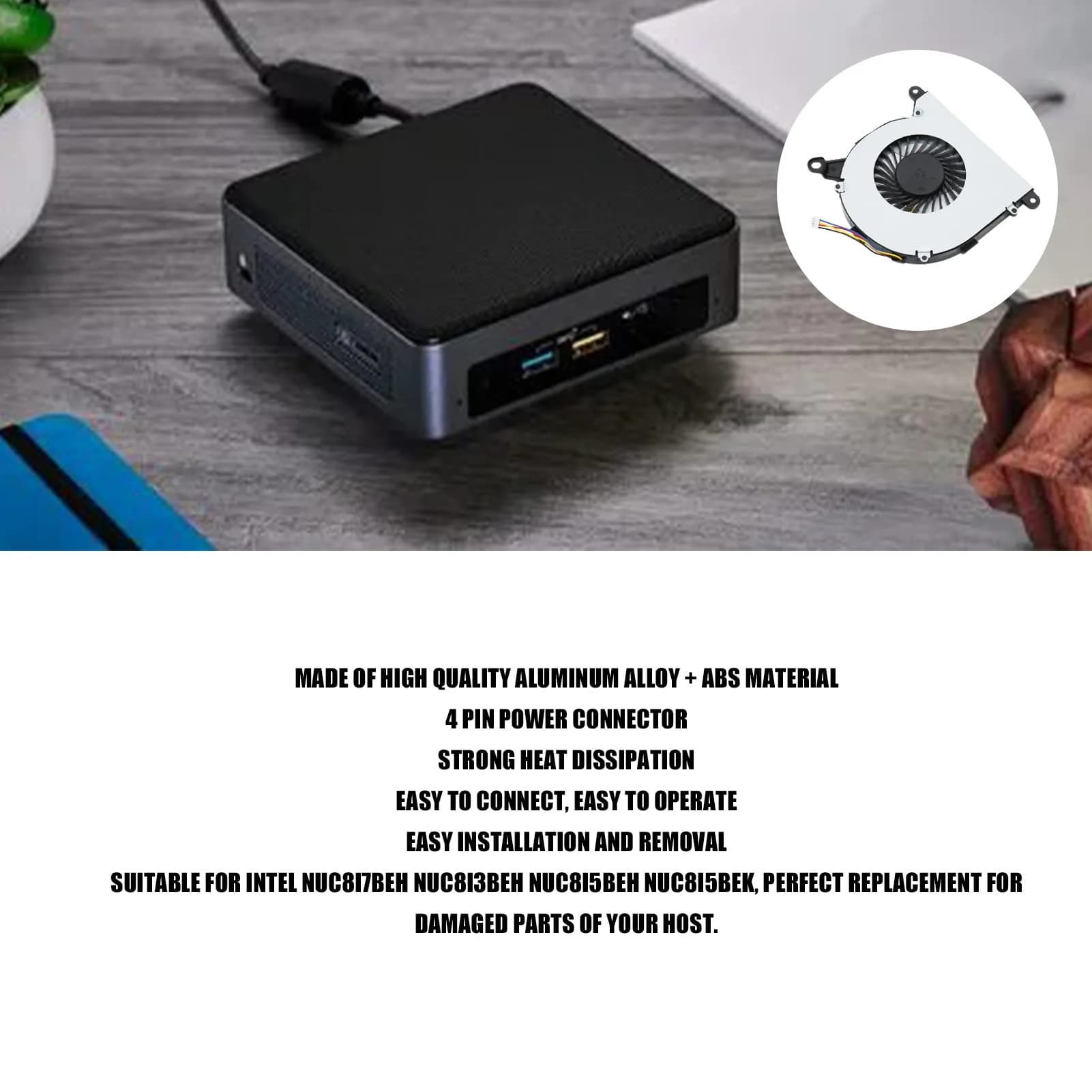 Gugxiom Replacement CPU Cooling Fan for Intel NUC8 Series | 4-Pin Connector, 5V/0.6A - view 2