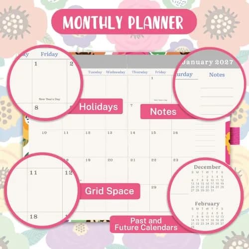 Tullofa 3-Year Pocket Calendar 6.3" x 3.8" (Jan 2027 - Dec 2029) | Monthly Planner with Elastic Closure & Pen Holder thumbnail 6
