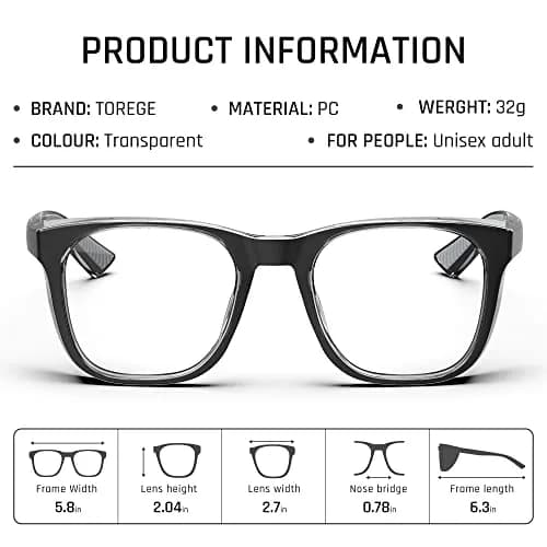 TOREGE Stylish Safety Glasses for Men & Women, Anti-Fog & Anti-Blue Light Lens | ANSI Z87.1 Certified thumbnail 7