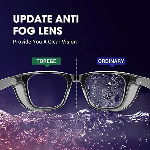 TOREGE Stylish Safety Glasses for Men & Women, Anti-Fog & Anti-Blue Light Lens | ANSI Z87.1 Certified thumbnail 2