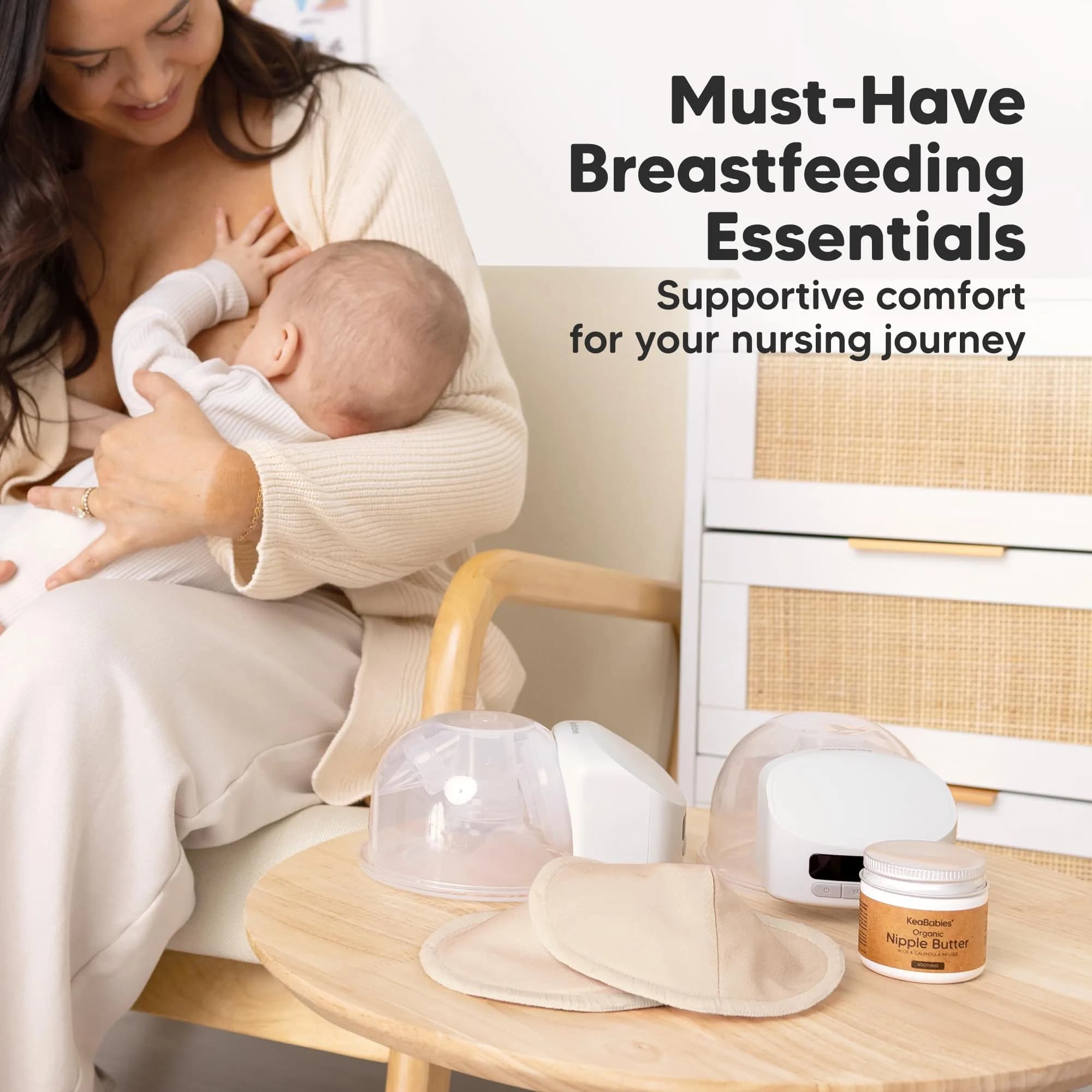 KeaBabies Organic Nursing Pads - Bare Beige (14-Pack, Medium 4.6") | Washable Bamboo Breast Pads for Breastfeeding - view 9