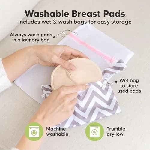 KeaBabies Organic Nursing Pads M 4.6" (14-Pack) | 3-Layer Absorbent & Waterproof thumbnail 4