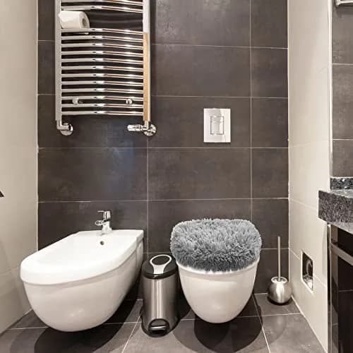 Kingdder Toilet Lid Cover Set 3 Pcs Plush Fluffy Fits Standard Lids | Soft & Washable thumbnail 5