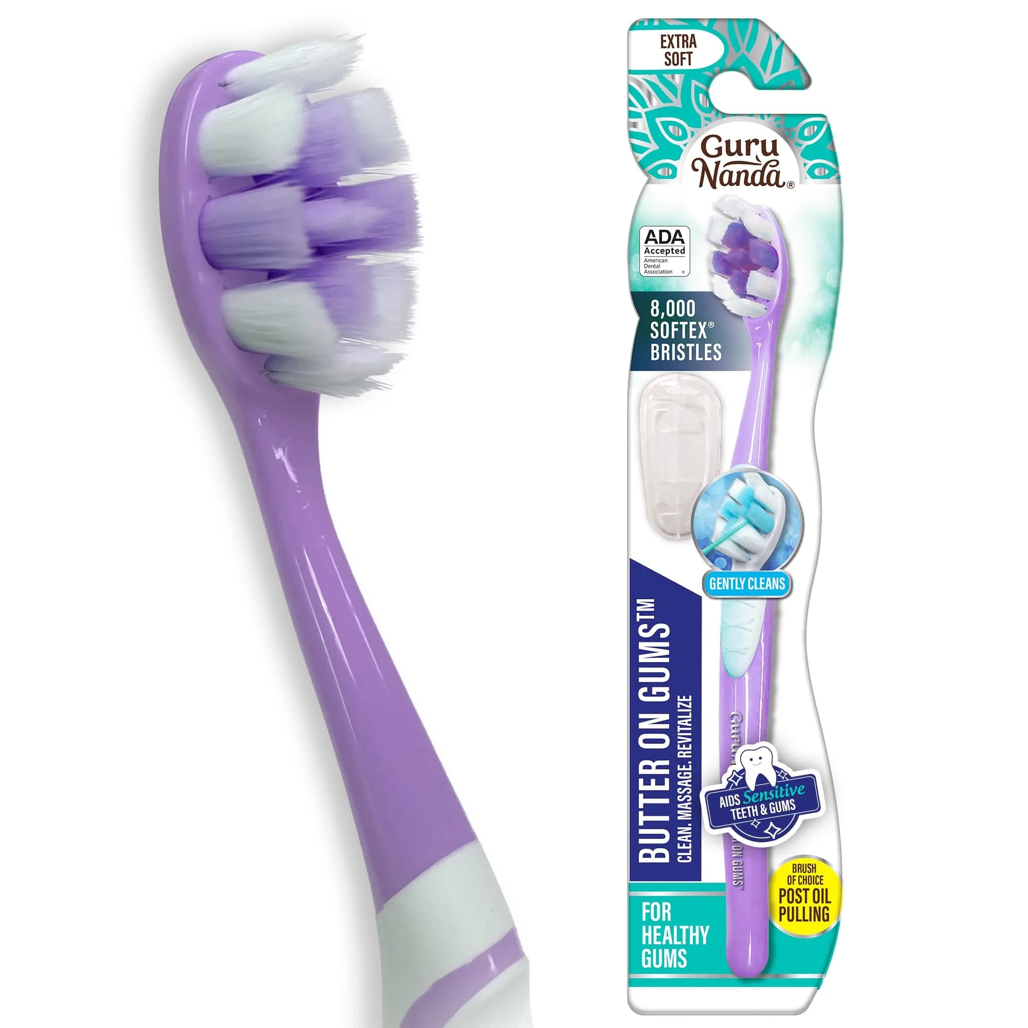 GuruNanda Butter on Gums Toothbrush with 8000+ Ultra Soft Softex Bristles | ADA Accepted for Sensitive Gums