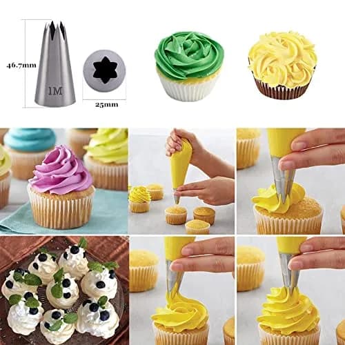 Hdujuan Cake Decorating Piping Tips Set, 1M 1A 2A 2D 4B | Professional Baking Tools thumbnail 2
