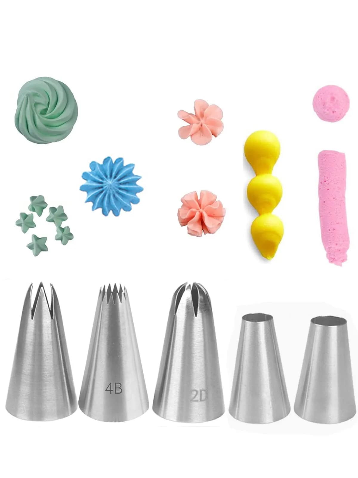 Hdujuan Cake Decorating Piping Tips Set, 1M 1A 2A 2D 4B | Professional Baking Tools - main product image