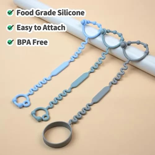 Toy Straps, Pacifier Holder Clip with Self-Adjusting Bayonet | Food-Grade Silicone, BPA-Free, 3 Pack thumbnail 7