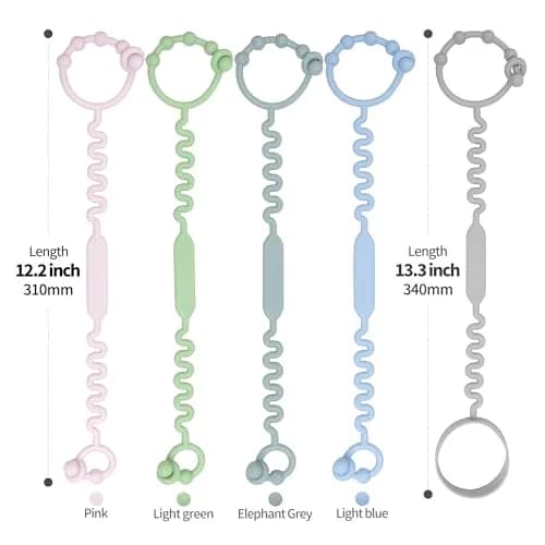 Toy Straps, Pacifier Holder Clip with Self-Adjusting Bayonet | Food-Grade Silicone, BPA-Free, 3 Pack thumbnail 2