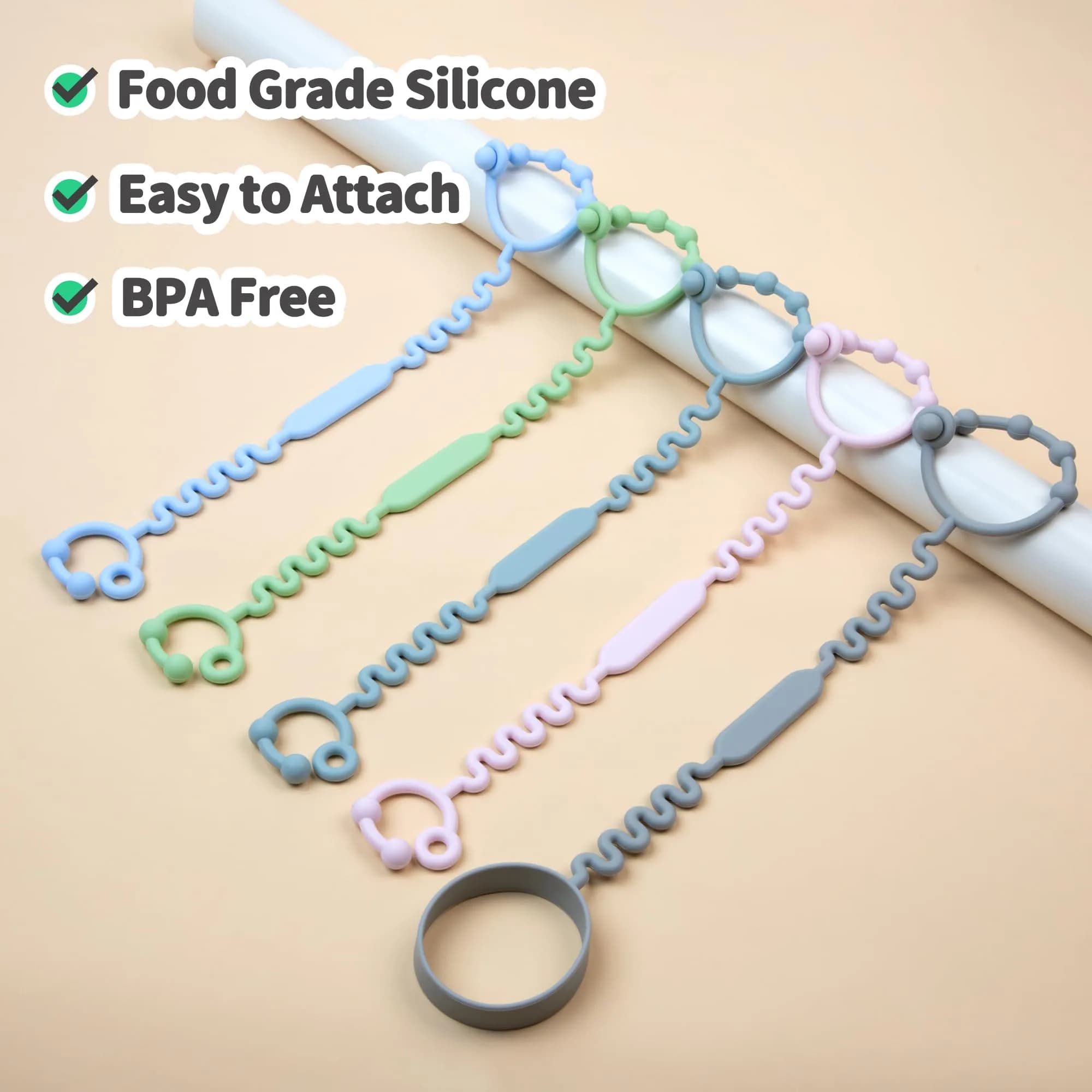 Silicone Baby Pacifier & Toy Straps | BPA-Free, Adjustable & Easy to Clean (5PS) thumbnail 7