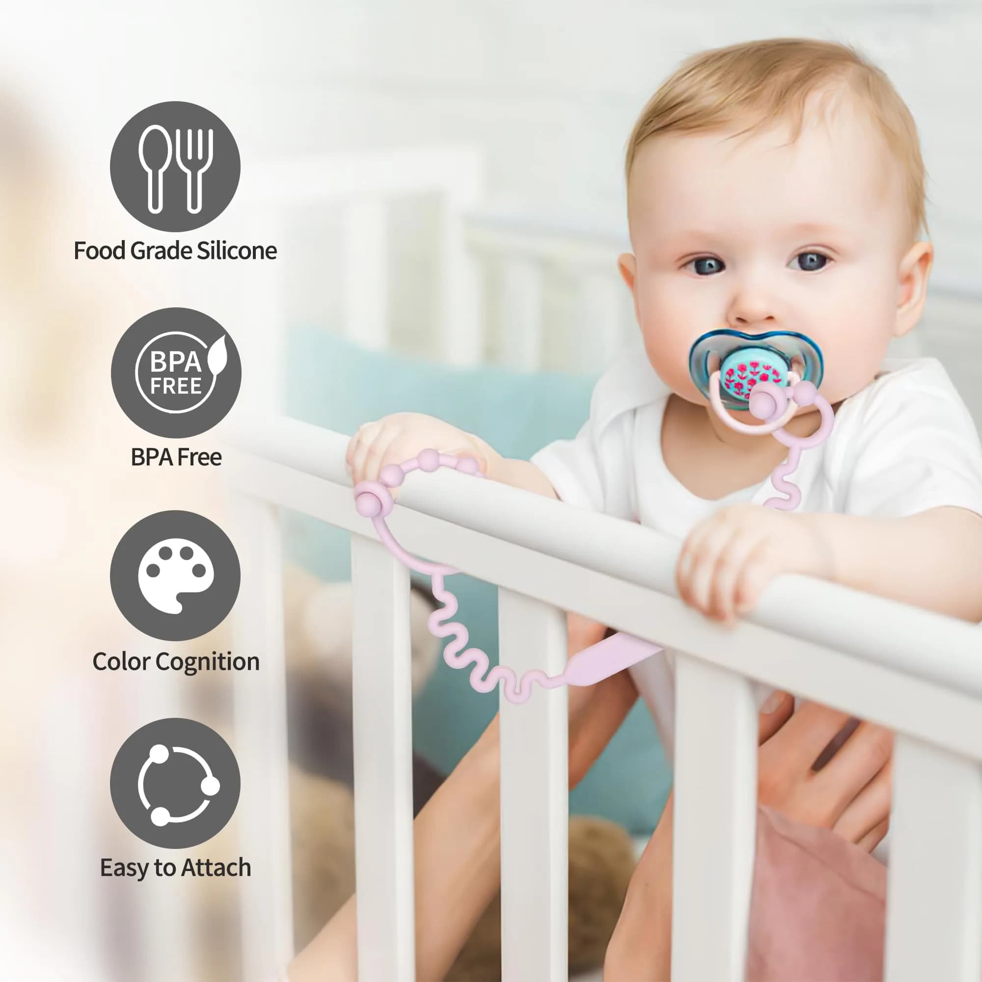 Silicone Baby Pacifier & Toy Straps | BPA-Free, Adjustable & Easy to Clean (5PS) thumbnail 3