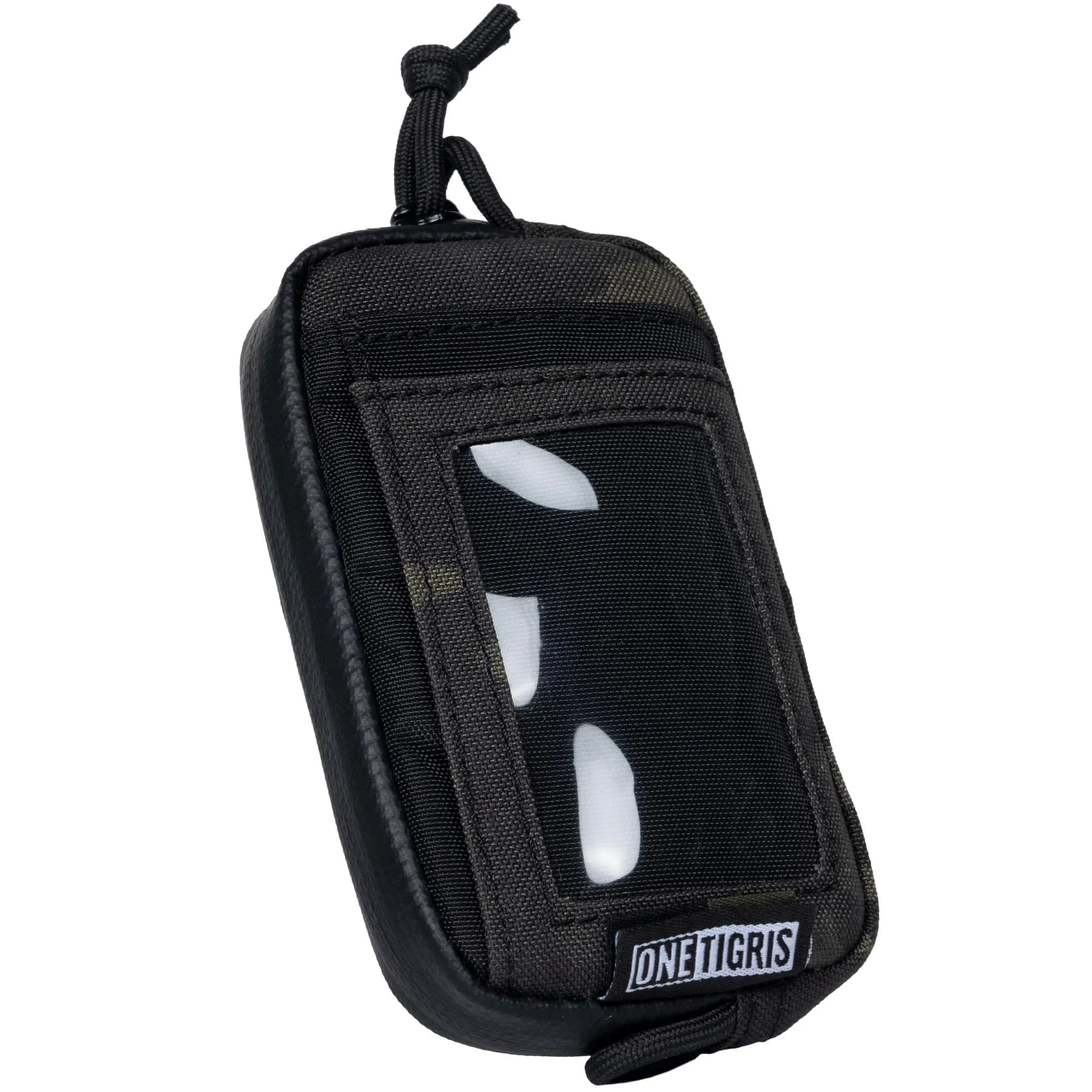 ONETIGRIS Tactical Front Pocket Wallet Camo Black | Minimalist Zippered Card Holder with ID Window