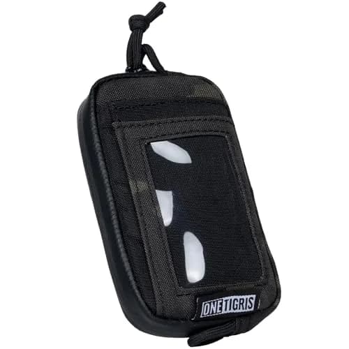 ONETIGRIS Tactical Front Pocket Wallet Camo Black | Minimalist Zippered Card Holder with ID Window thumbnail 1