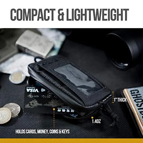 ONETIGRIS Tactical Front Pocket Wallet Camo Black | Minimalist Zippered Card Holder with ID Window thumbnail 5