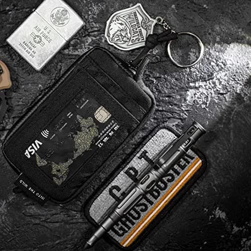 ONETIGRIS Tactical Front Pocket Wallet Camo Black | Minimalist Zippered Card Holder with ID Window thumbnail 2