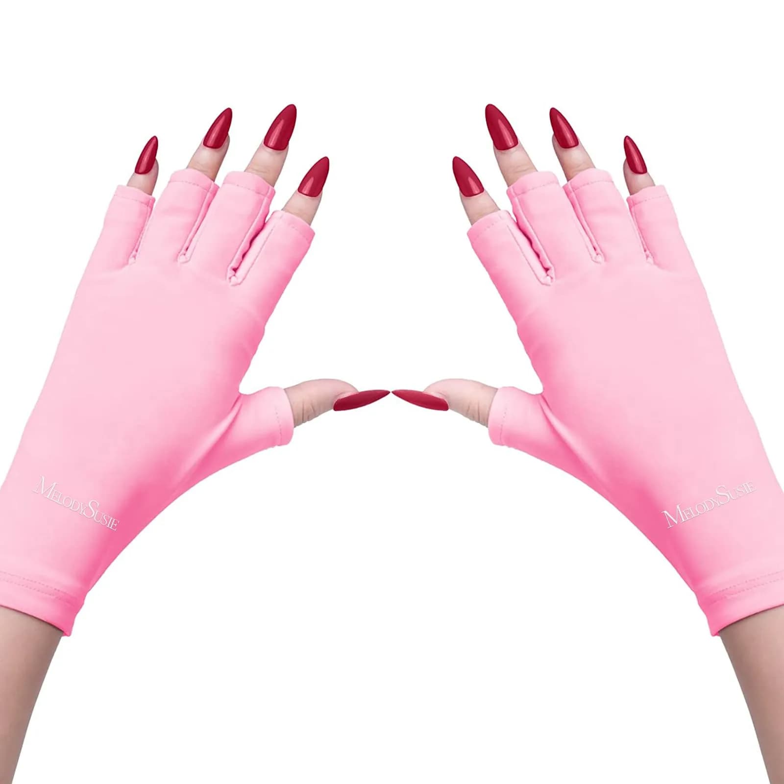 MelodySusie UV Gloves for Gel Nail Lamp, Professional UPF50+ UV Protection Fingerless Gloves (White) | Protects Hands from UV Harm