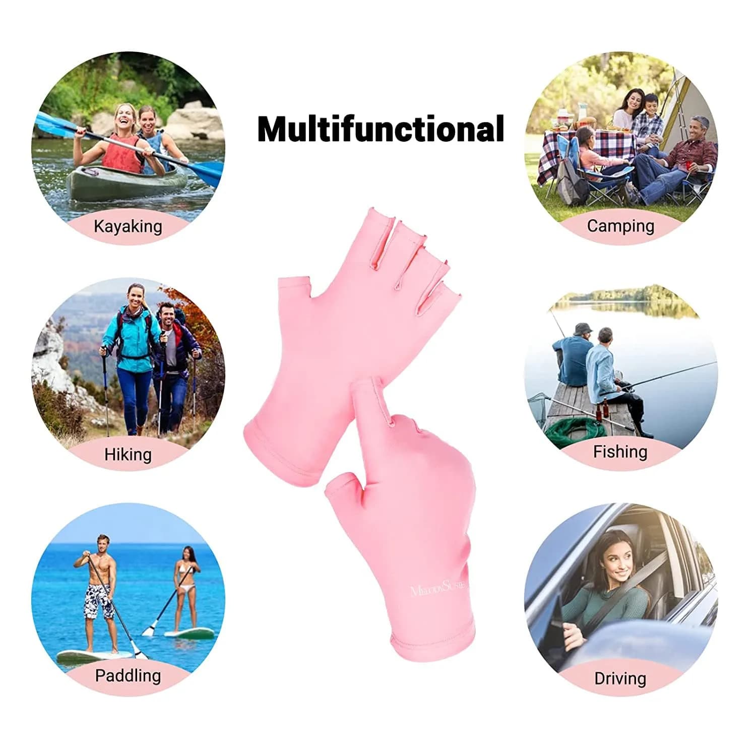 MelodySusie Medium E-Pink Fingerless UV Protection Gloves for Gel Nail Lamps - view 4