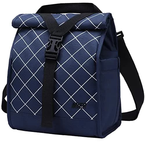 MIER Insulated Lunch Bag Roll-Top Lunchbox Blue 25.4cm (10 in) | Keeps Food Fresh for Hours thumbnail 1