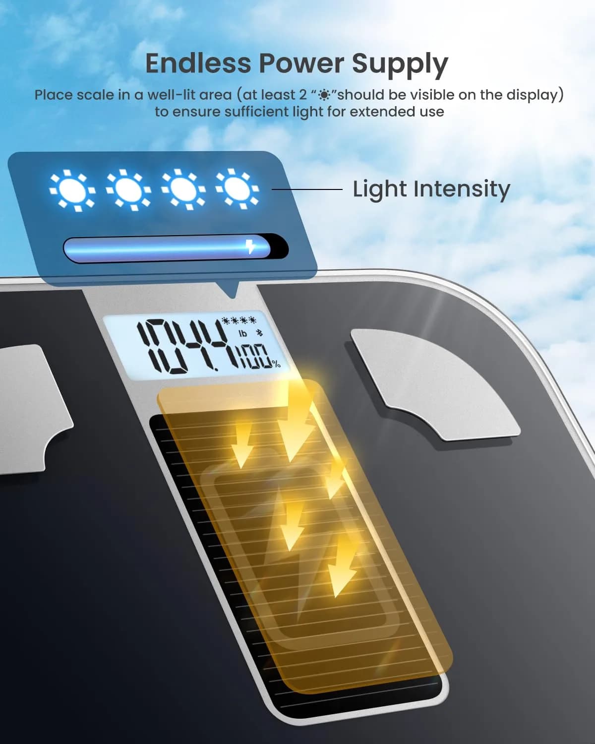 RENPHO Elis Solar 1 Smart Scale 180kg (400lb) | Accurate Body Composition Tracking - view 2