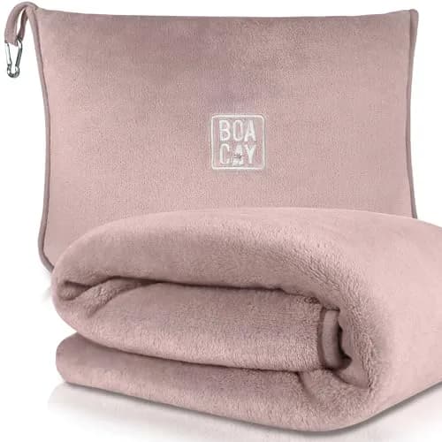 BOACAY Soft & Warm Travel Blanket Pillow 160x100cm (63x40") | Essential for Flights, Cars, Office - Compact, Lightweight, Polyester thumbnail 1