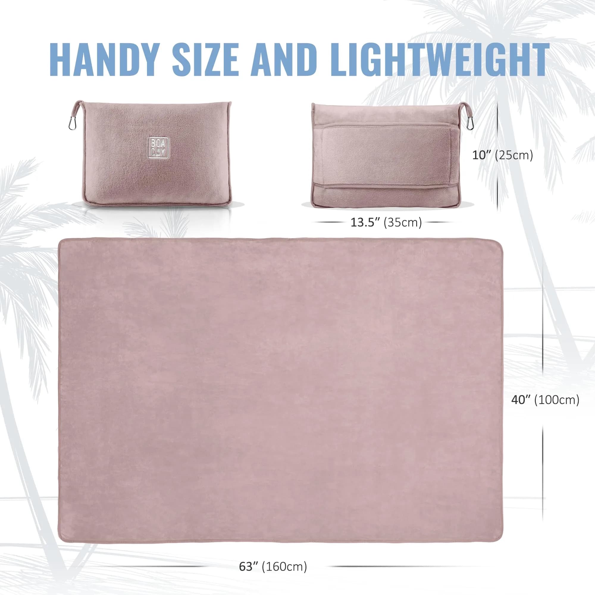 BOACAY Soft & Warm Travel Blanket Pillow 160x100cm (63x40") | Essential for Flights, Cars, Office - Compact, Lightweight, Polyester - view 7