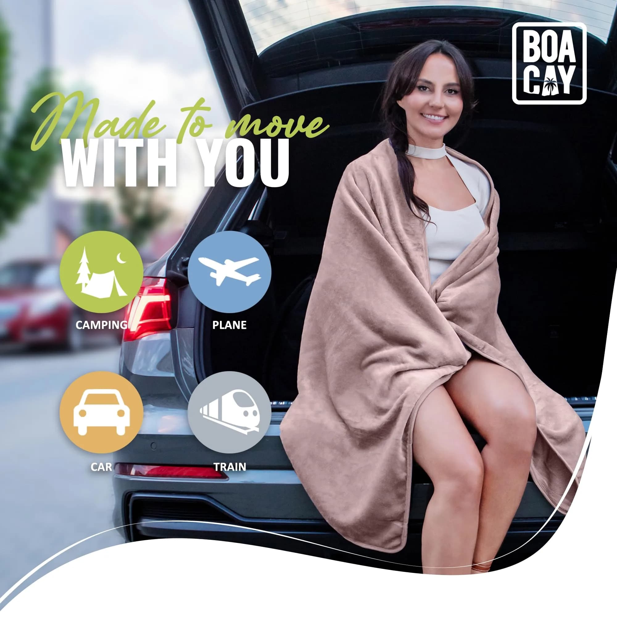 BOACAY Soft & Warm Travel Blanket Pillow 160x100cm (63x40") | Essential for Flights, Cars, Office - Compact, Lightweight, Polyester - view 8