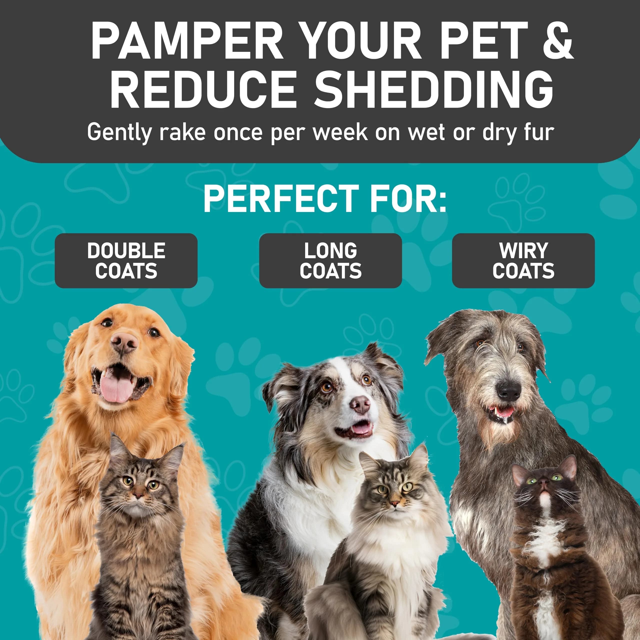 Maxpower Planet Double Sided Shedding & Dematting Undercoat Rake for Dogs & Cats, Extra Wide Grooming Brush, 11.8cm (4.6in) Wide, Turquoise - view 4