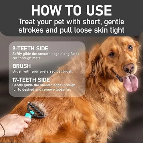 Maxpower Planet Double Sided Shedding & Dematting Undercoat Rake for Dogs & Cats, Extra Wide Grooming Brush, 11.8cm (4.6in) Wide, Turquoise thumbnail 5