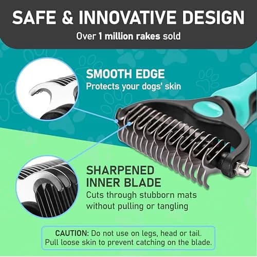 Maxpower Planet Double Sided Shedding & Dematting Undercoat Rake for Dogs & Cats, Extra Wide Grooming Brush, 11.8cm (4.6in) Wide, Turquoise thumbnail 7