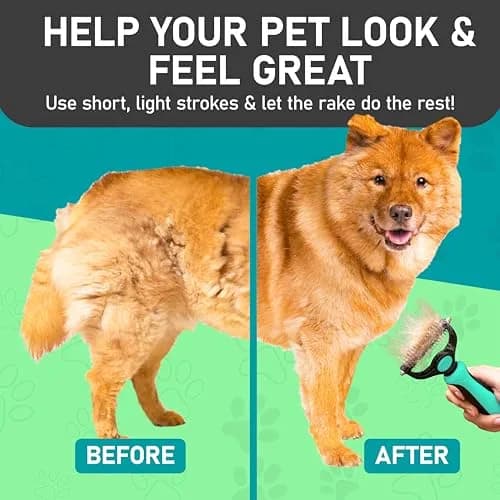 Maxpower Planet Double Sided Shedding & Dematting Undercoat Rake for Dogs & Cats, Extra Wide Grooming Brush, 11.8cm (4.6in) Wide, Turquoise thumbnail 9