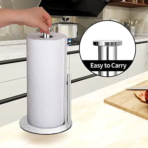 OBODING Stainless Steel Paper Towel Holder Stand for Kitchen Countertops, 32cm (12.6" H) | Rust-Proof & Easy to Carry thumbnail 4