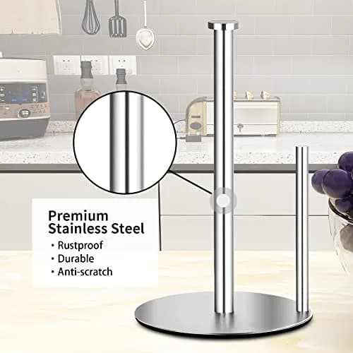 OBODING Stainless Steel Paper Towel Holder Stand for Kitchen Countertops, 32cm (12.6" H) | Rust-Proof & Easy to Carry thumbnail 5