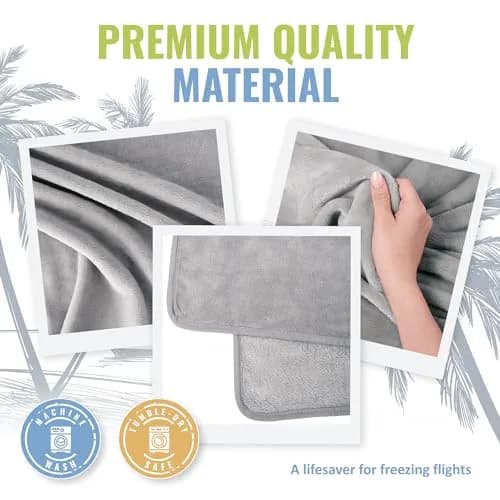 BOACAY Soft & Warm Travel Blanket Pillow 160cm x 100cm | Micro Plush Fleece for Airplane & Car thumbnail 5