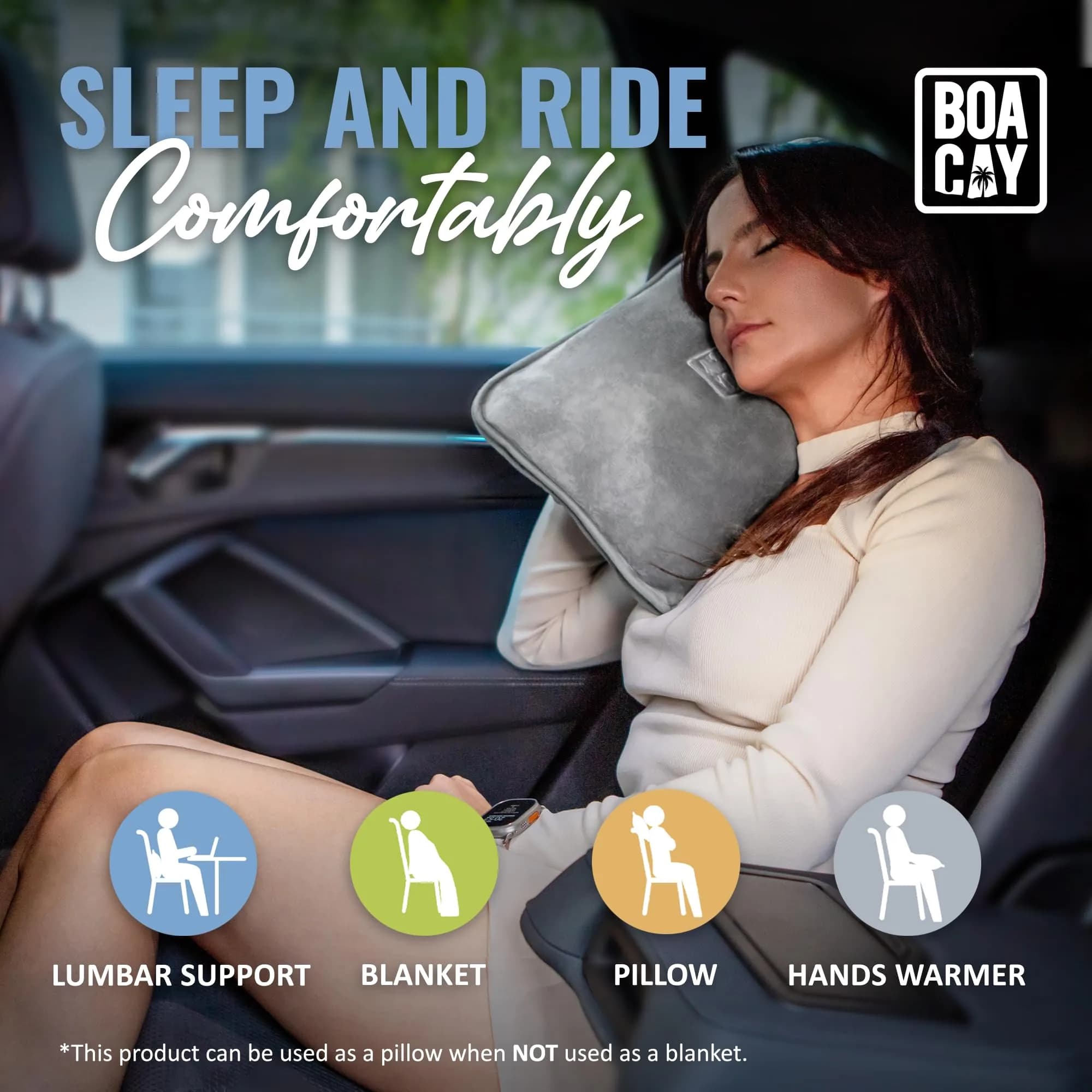 BOACAY Soft & Warm Travel Blanket Pillow 160cm x 100cm | Micro Plush Fleece for Airplane & Car - view 6
