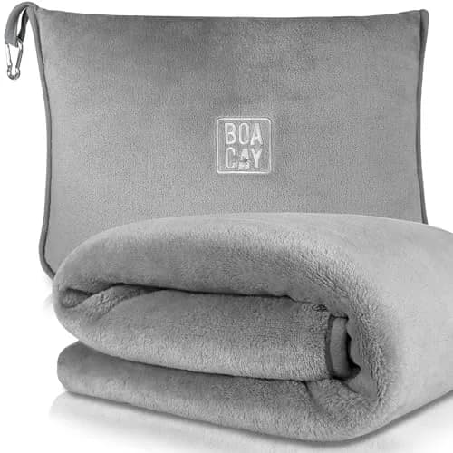 BOACAY Soft & Warm Travel Blanket Pillow 160cm x 100cm | Micro Plush Fleece for Airplane & Car thumbnail 1