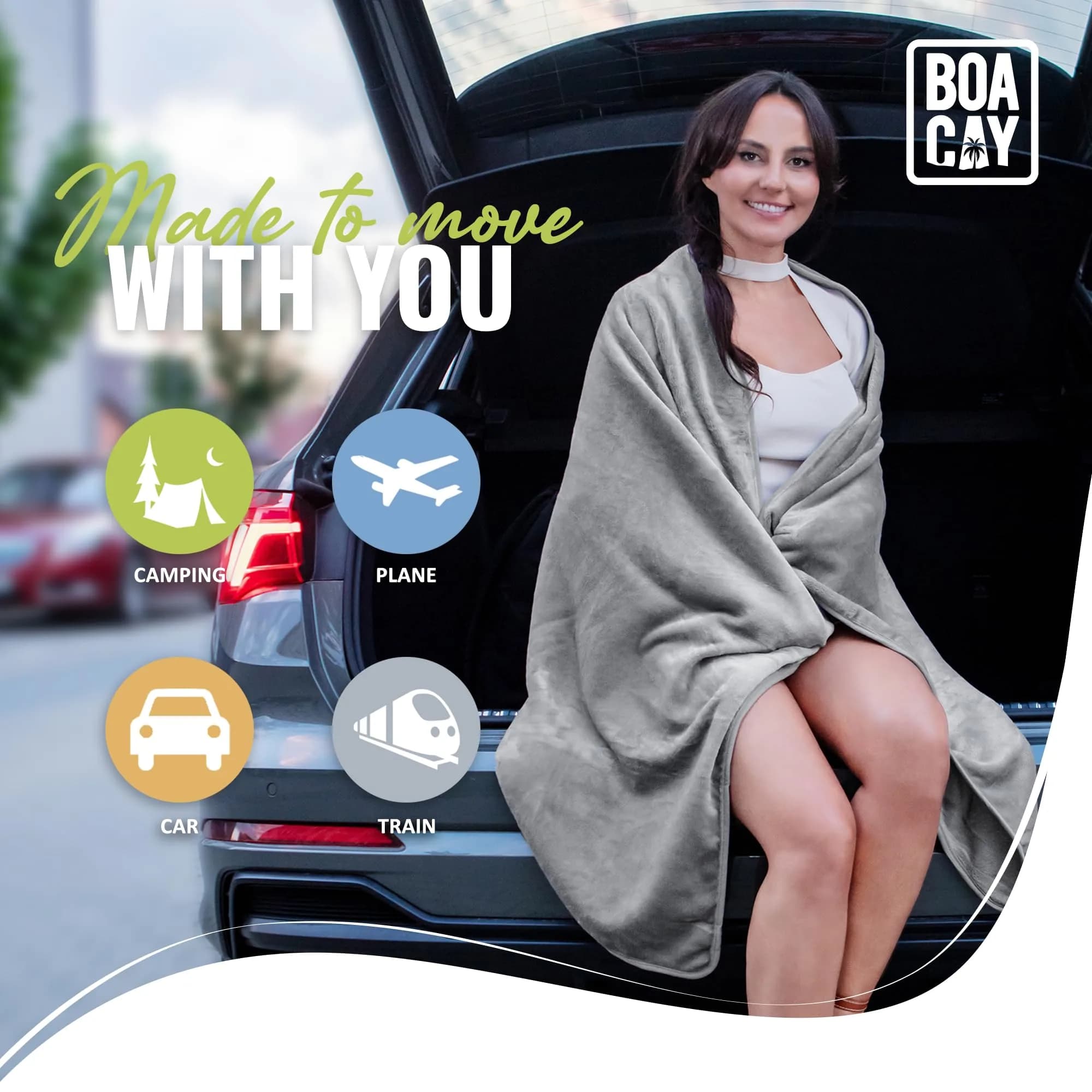 BOACAY Soft & Warm Travel Blanket Pillow 160cm x 100cm | Micro Plush Fleece for Airplane & Car - view 8