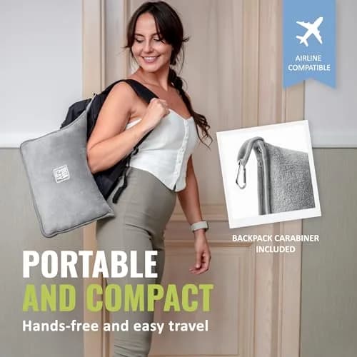 BOACAY Soft & Warm Travel Blanket Pillow 160cm x 100cm | Micro Plush Fleece for Airplane & Car thumbnail 3