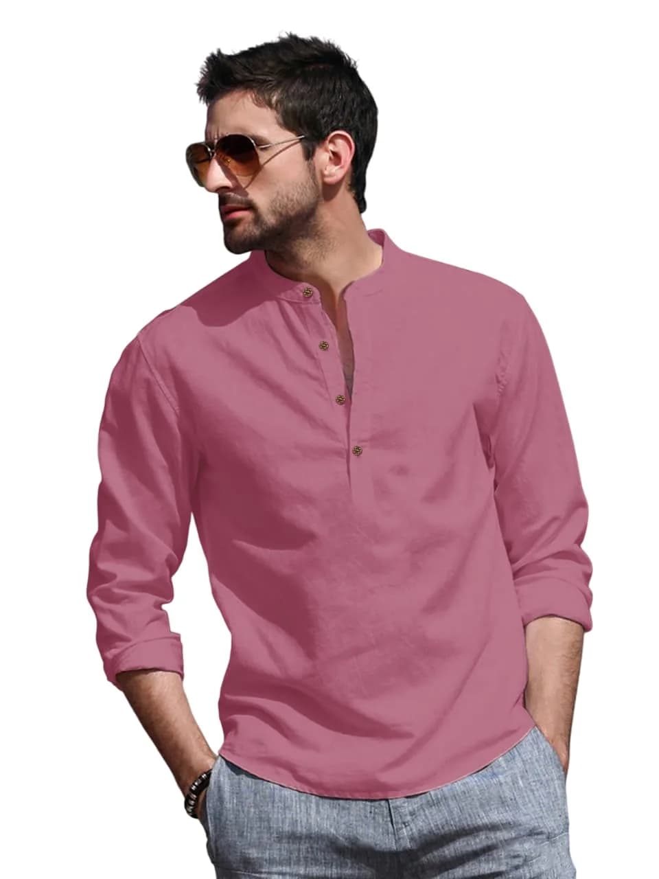 BE ACTIVE Men's Round Neck Solid Pink Kurta 42 (100g) | Straight Fit Casual Wear - main product image