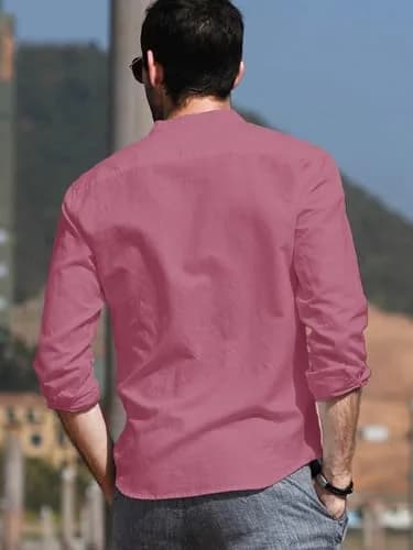 BE ACTIVE Men's Round Neck Solid Pink Kurta 42 (100g) | Straight Fit Casual Wear thumbnail 5