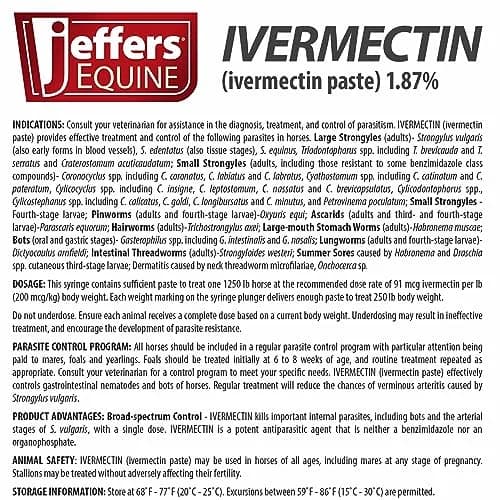 Jeffers Ivermectin Dewormer for Horses 6 Pack | Apple Flavored Broad Spectrum Paste thumbnail 6