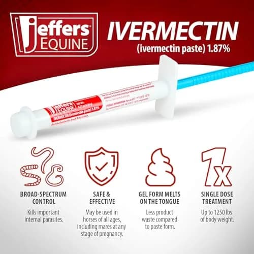 Jeffers Ivermectin Dewormer for Horses 6 Pack | Apple Flavored Broad Spectrum Paste thumbnail 3