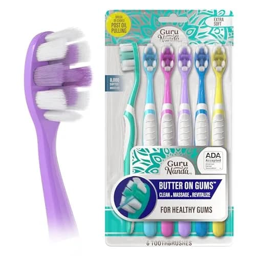 GuruNanda Butter On Gums Toothbrush 6 Ct | ADA Accepted Ultra Soft Bristles for Sensitive Gums thumbnail 1