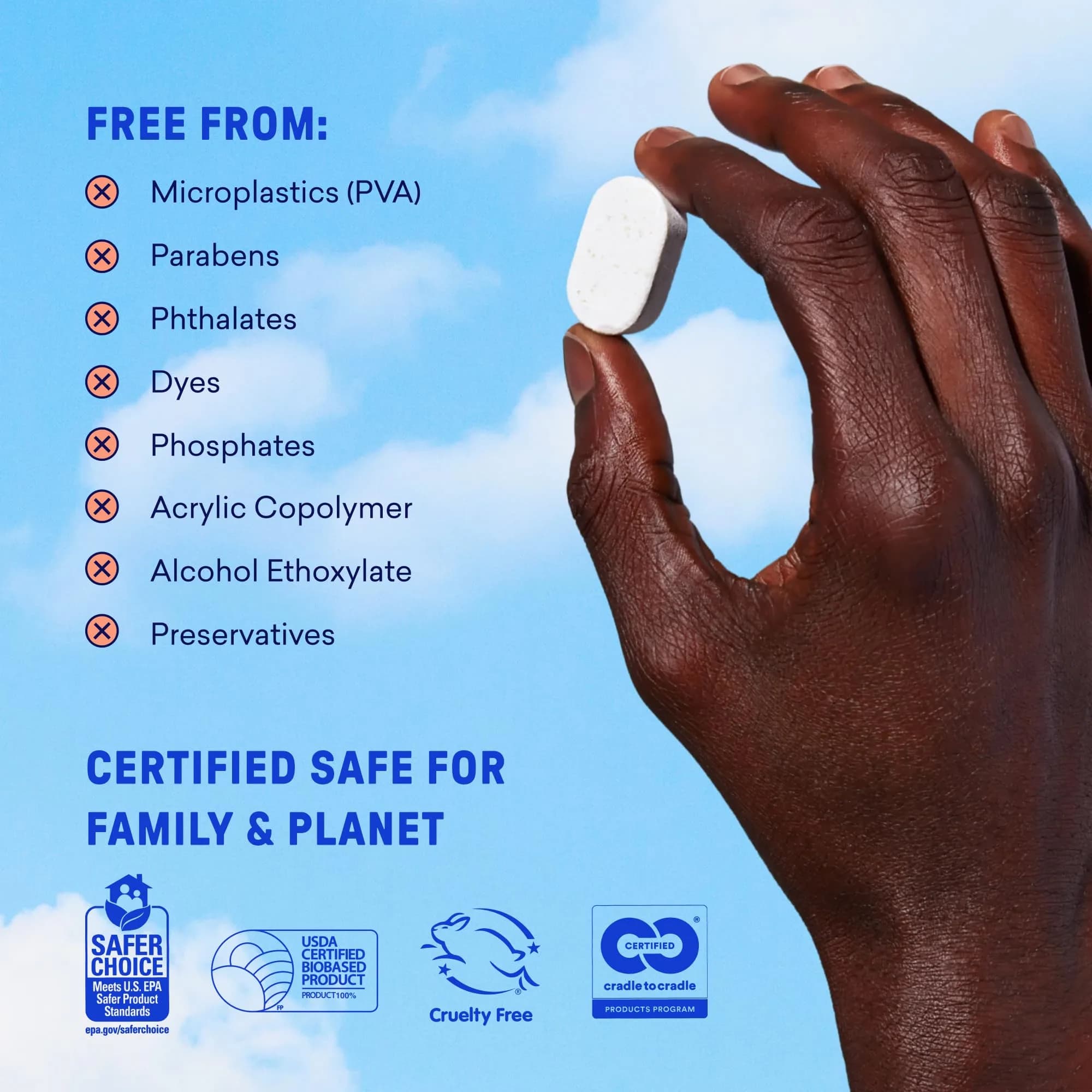 BLUELAND 100% Plastic-Free Dishwasher Detergent Tablets, 60 Count | Eco-Friendly & Effective Cleaning - view 6